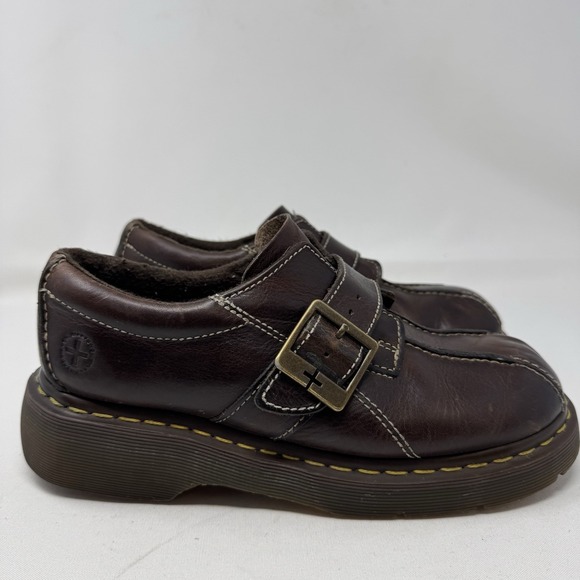 Dr. Martens Shoes - Dr Doc Martens Shoes Womens 9 Monk Strap Oxford Chunky Y2K Brown Leather Wedge